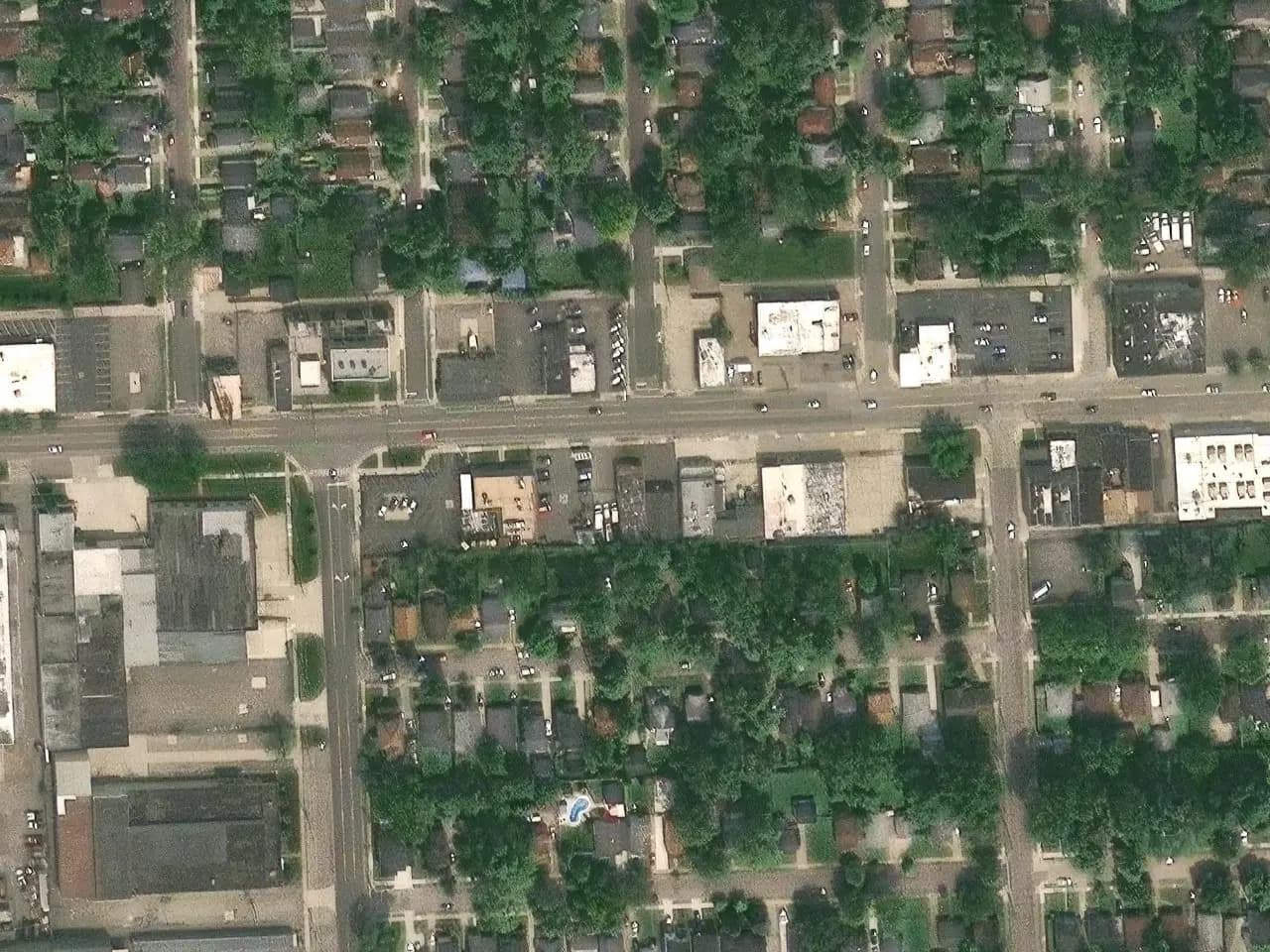 Satellite view of Beyer Heating & Cooling on East Nine Mile Road in Ferndale