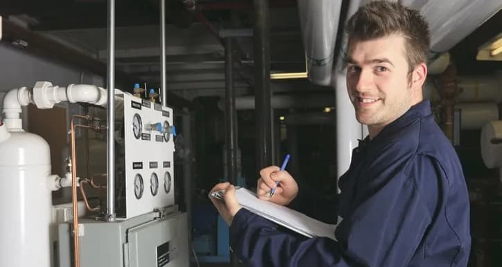 A Beyer heating and cooling technician on the job